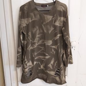 Acid-dyed long sweater/dress